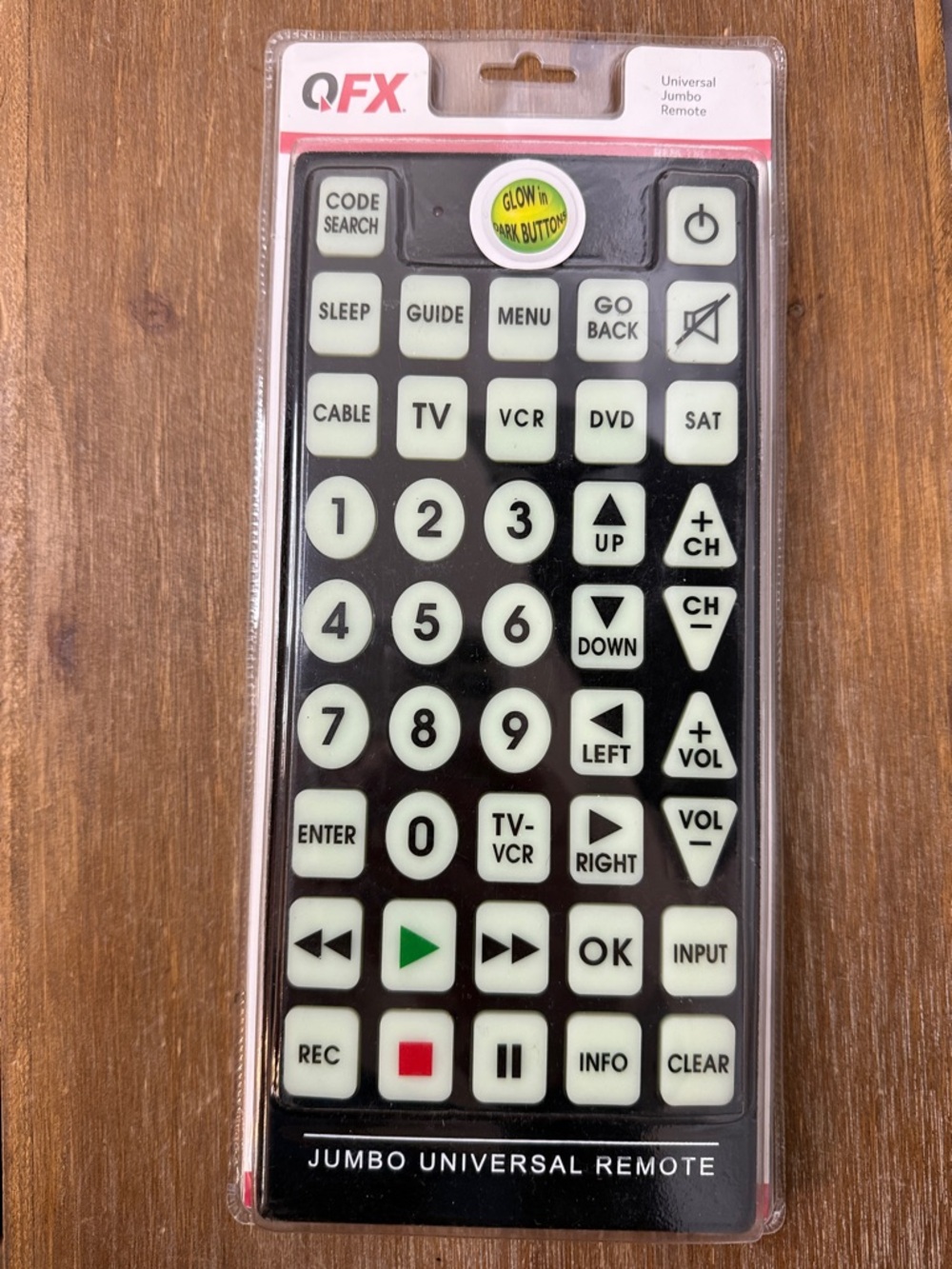 QFX Universal Jumbo Remote REM 115 NIB Glow in Dark Buttons 2017 NOS
